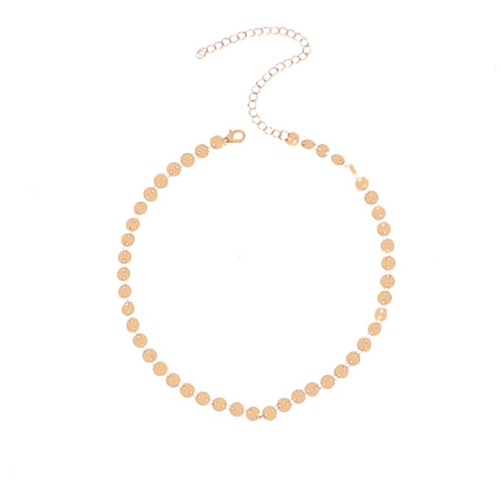 SOTrendy Maxi Style Circle sequins Chokers Necklace For Women Bijoux Charm Gold Silver Color OL Jewelry Accessories Gift