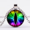 Dragon Eyes Necklace Evil Eye Round Clear Glass Cabochon Time Gem Handmade Necklaces Pendants Personality Gothic Jewelry