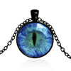 Dragon Eyes Necklace Evil Eye Round Clear Glass Cabochon Time Gem Handmade Necklaces Pendants Personality Gothic Jewelry