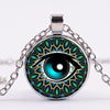 Dragon Eyes Necklace Evil Eye Round Clear Glass Cabochon Time Gem Handmade Necklaces Pendants Personality Gothic Jewelry