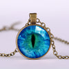 Dragon Eyes Necklace Evil Eye Round Clear Glass Cabochon Time Gem Handmade Necklaces Pendants Personality Gothic Jewelry
