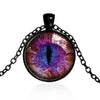 Dragon Eyes Necklace Evil Eye Round Clear Glass Cabochon Time Gem Handmade Necklaces Pendants Personality Gothic Jewelry