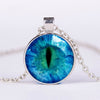 Dragon Eyes Necklace Evil Eye Round Clear Glass Cabochon Time Gem Handmade Necklaces Pendants Personality Gothic Jewelry