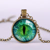 Dragon Eyes Necklace Evil Eye Round Clear Glass Cabochon Time Gem Handmade Necklaces Pendants Personality Gothic Jewelry