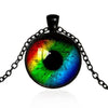 Dragon Eyes Necklace Evil Eye Round Clear Glass Cabochon Time Gem Handmade Necklaces Pendants Personality Gothic Jewelry