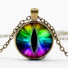 Dragon Eyes Necklace Evil Eye Round Clear Glass Cabochon Time Gem Handmade Necklaces Pendants Personality Gothic Jewelry