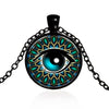 Dragon Eyes Necklace Evil Eye Round Clear Glass Cabochon Time Gem Handmade Necklaces Pendants Personality Gothic Jewelry