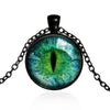 Dragon Eyes Necklace Evil Eye Round Clear Glass Cabochon Time Gem Handmade Necklaces Pendants Personality Gothic Jewelry