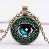 Dragon Eyes Necklace Evil Eye Round Clear Glass Cabochon Time Gem Handmade Necklaces Pendants Personality Gothic Jewelry