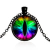 Dragon Eyes Necklace Evil Eye Round Clear Glass Cabochon Time Gem Handmade Necklaces Pendants Personality Gothic Jewelry