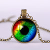Dragon Eyes Necklace Evil Eye Round Clear Glass Cabochon Time Gem Handmade Necklaces Pendants Personality Gothic Jewelry