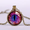 Dragon Eyes Necklace Evil Eye Round Clear Glass Cabochon Time Gem Handmade Necklaces Pendants Personality Gothic Jewelry