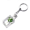 Dried Green Four Leaf Clover In Glass Ball Keychain Women Bag Hanging Charm Key Chain Lucky Trinkets St Patricks Day Gift