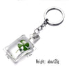 Dried Green Four Leaf Clover In Glass Ball Keychain Women Bag Hanging Charm Key Chain Lucky Trinkets St Patricks Day Gift