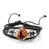 Favorite Basketball Snap Button Bracelet Punk Black PU Leather Bracelet Men Boys Wristband Ball Sports Hobby Accessories