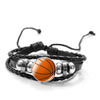 Favorite Basketball Snap Button Bracelet Punk Black PU Leather Bracelet Men Boys Wristband Ball Sports Hobby Accessories