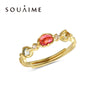 2020 Hot Fashion RealJewelry in Sterling Silver Red Tourmaline Topaz Lemon Crystal Wedding pearl Ring For Women Gift