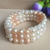 2020 Hot Selling 9-10MM Three Rows Of Natural Pearl Bracelet, White, Purple, Pink, Lady'S Hand Chain Holiday