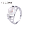 2020 Spring New Butterfly 925 Pure Silver Pearl Ring, White Pearl 7-8mm, Lady'S Fine Jewelry Birthd Gift