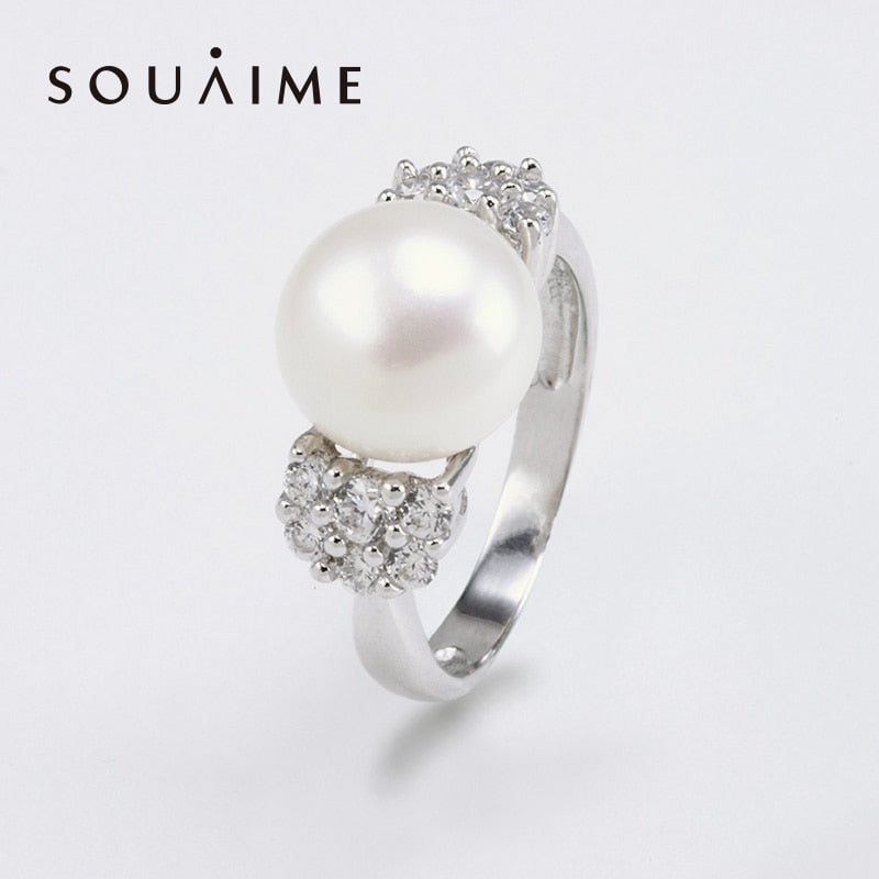 925 Sterling Silver Jewelry Open Ring Natural Pearl Adjustable Ring Girl Boutique Jewelry Christmas Gift