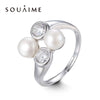 Fashion 100% Natural Pearl Ring Jewelry 925 Sterling Silver Interlaced Rings Pearl Wedding Rings For Women