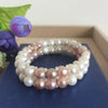 Natural Pearl Bracelet, White, Purple, Pink Pearl, 9-10mm Double Row Pearl, Lady'S Hand Chain Holid Gift