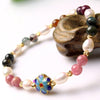 Natural Tourmaline Hand String Natural Pearl Bracelet DIY Fashion Jewelry Broccoli Crystal Bracelet Jewelry Lady Gift