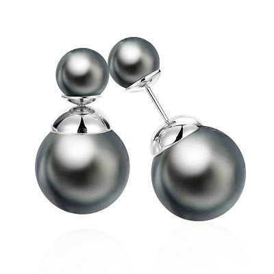 Selling Black Round Simulated Pearl Rose Gold Lady Luxury Women Stud Earrings Elegant Jewelry Statement Ladies Earring