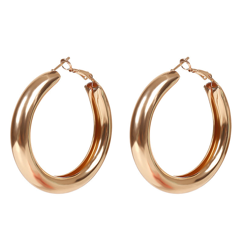 50 MM Big Gold Hoops Earrings Minimalist Thick Tube Round Circle Rings Earrings For Women Zi Alloy Trendy Hiphop Rock