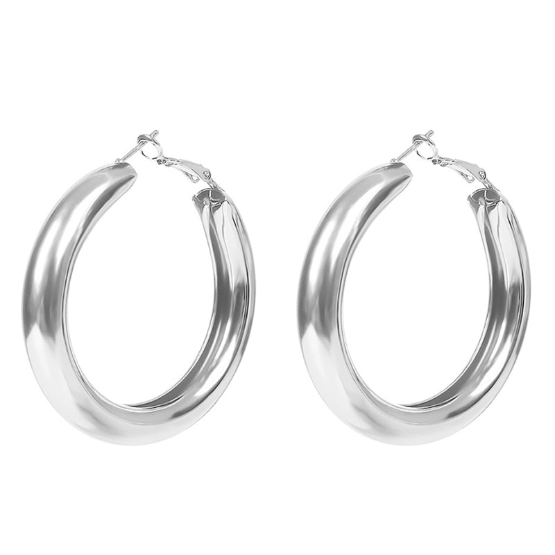 50 MM Big Gold Hoops Earrings Minimalist Thick Tube Round Circle Rings Earrings For Women Zi Alloy Trendy Hiphop Rock