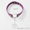 SRCOI Harajuku Punk Leather Belt Neckband Necklace Exaggerated Sexy Metal O-ring Buckle Collar Choker With Heart Charms Pendant