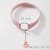 SRCOI Harajuku Punk Leather Belt Neckband Necklace Exaggerated Sexy Metal O-ring Buckle Collar Choker With Heart Charms Pendant