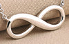 Real 18K White Pure Gold Infinity Pendant Necklaces For Choker Lucky Number Eight Geometric Silver Long Chain Necklace