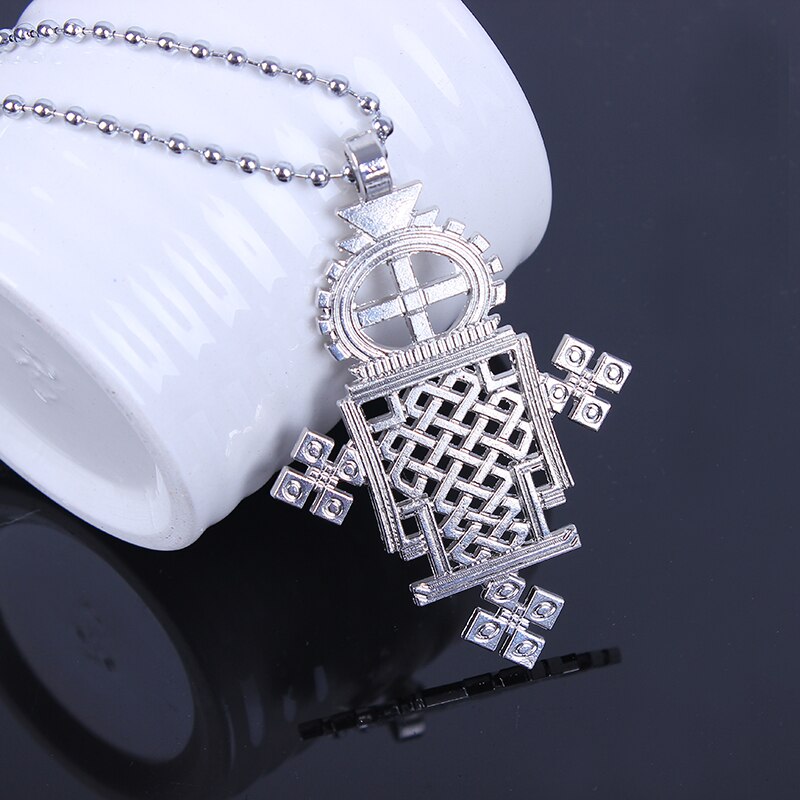 STONE / Ethiopian Big Cross Pendant Necklaces silver Color Eritrea Jewelry Africa Ethnic Religious Crosses