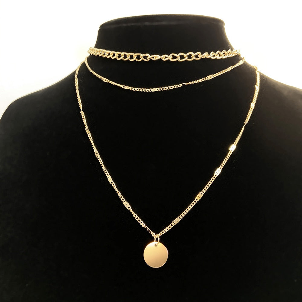 SUMENG 2022 Vintage Necklace On Neck Gold Chain Women's Jewelry Layered Accessories For Women Girls Pendant Gifts