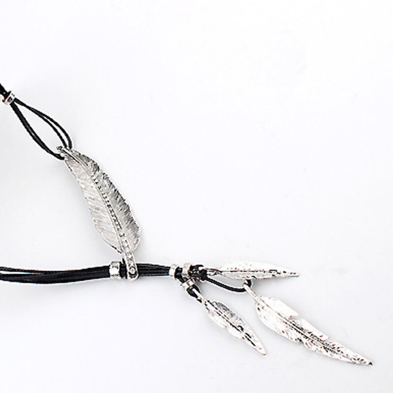 SUMENG Bohemian women girl Alloy Feather Antique Vintage Time Necklace Sweater Chain Pendant Jewelry Gifts