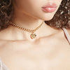 SUMENG  2022 Neck Chain Cute Heart Lock Necklace Gold Silver Color Choker Necklace Pendant Women Accessories