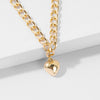 SUMENG  2022 Neck Chain Cute Heart Lock Necklace Gold Silver Color Choker Necklace Pendant Women Accessories