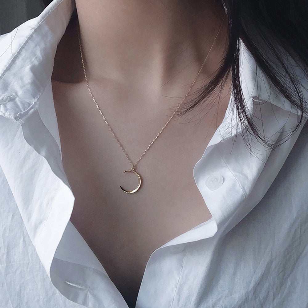 SUMENG  2022 Sweet Moon Silver Plated Jewelry Temperament Crescent Clavicle Chain Pendant Necklaces For Women