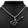 SUNNERLEES Jewelry Stainless Steel Guitar Pendant Necklace Silver Color Gold Plated Link Chain For Men Women Gift SP108