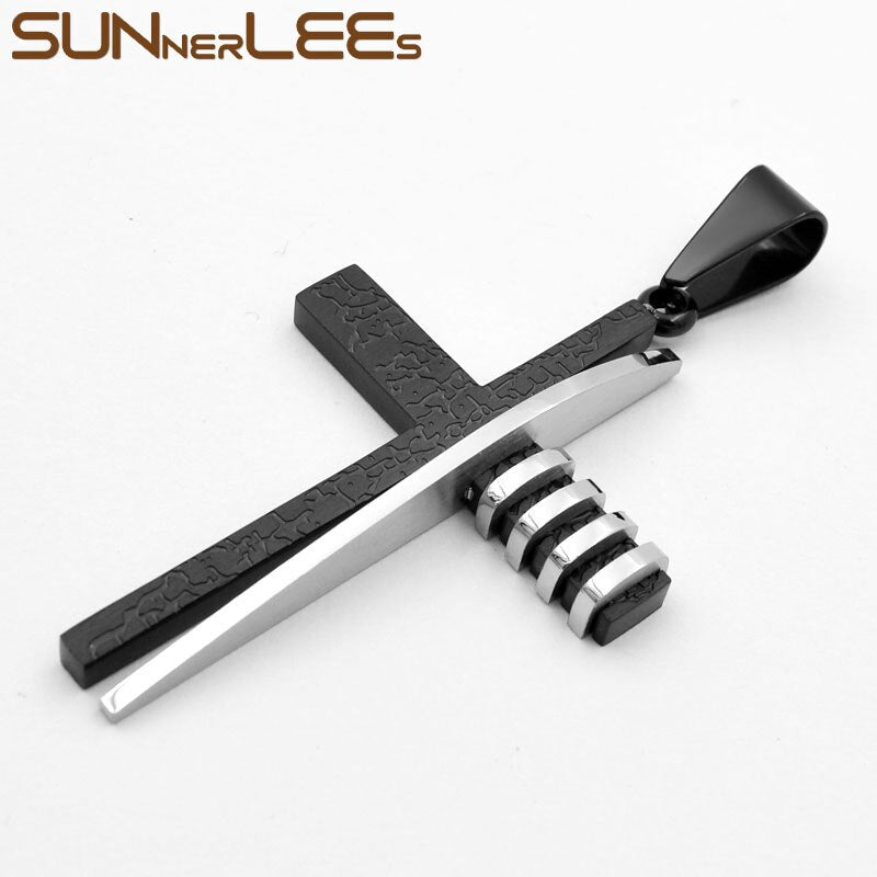 SUNNERLEES Jewelry Stainless Steel Jesus Christ Cross Pendant Necklace Silver Color Gold Plated Link Chain Men Women Gift SP241