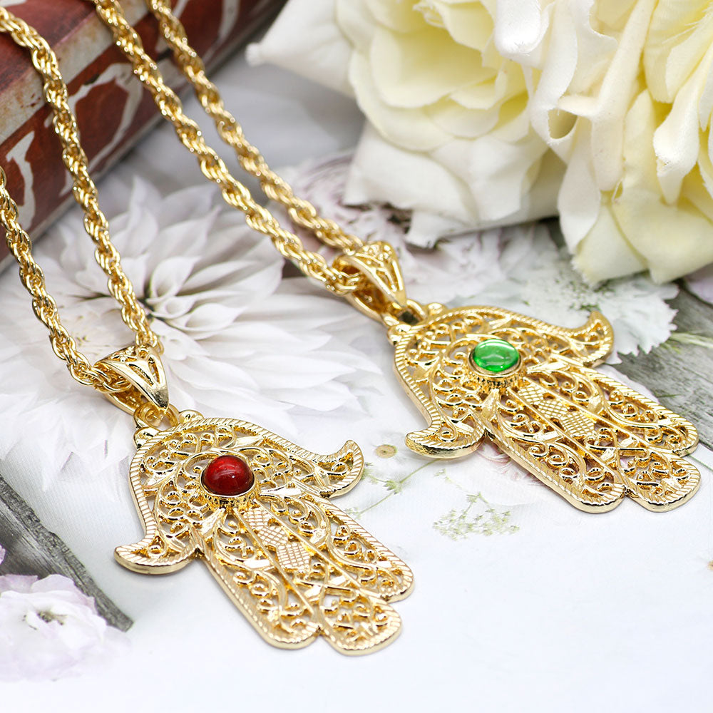 SUNSPICE-MS Gold Color Morocco Long Pendant Necklace for Women Arabic Hiphop Jewelry Turkish Ethnic Wedding Palm Bijoux