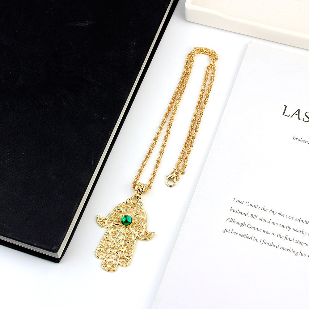 SUNSPICE-MS Gold Color Morocco Long Pendant Necklace for Women Arabic Hiphop Jewelry Turkish Ethnic Wedding Palm Bijoux