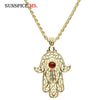 SUNSPICE-MS Gold Color Morocco Long Pendant Necklace for Women Arabic Hiphop Jewelry Turkish Ethnic Wedding Palm Bijoux