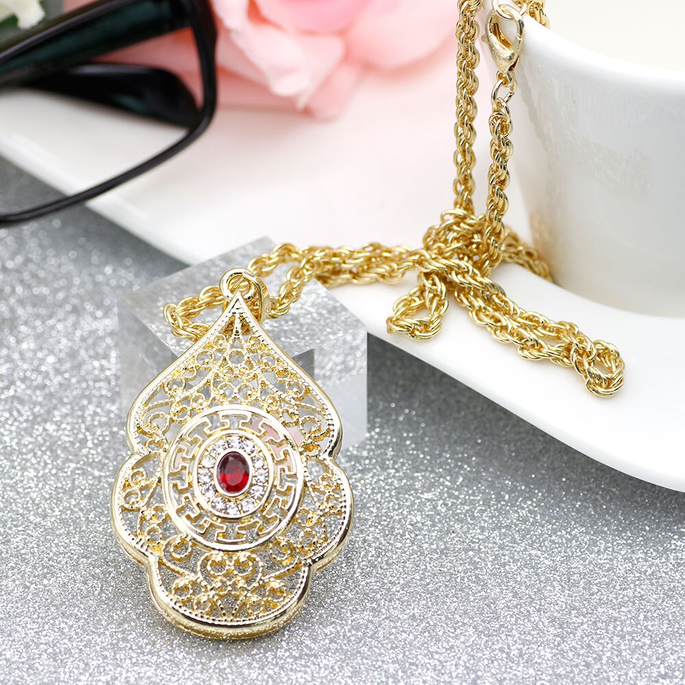 SUNSPICE-MS Morocco Caftan Pendant Necklace for Women Gold Color Ethnic Wedding Jewelry Metal Arabesque DuBai Bijoux