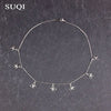SUQI Non-fading stainless steel Round Tassel star gold Necklace Women Choker Necklaces Pendants Femme Chain jewelry gift