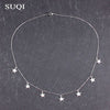 SUQI Non-fading stainless steel Round Tassel star gold Necklace Women Choker Necklaces Pendants Femme Chain jewelry gift