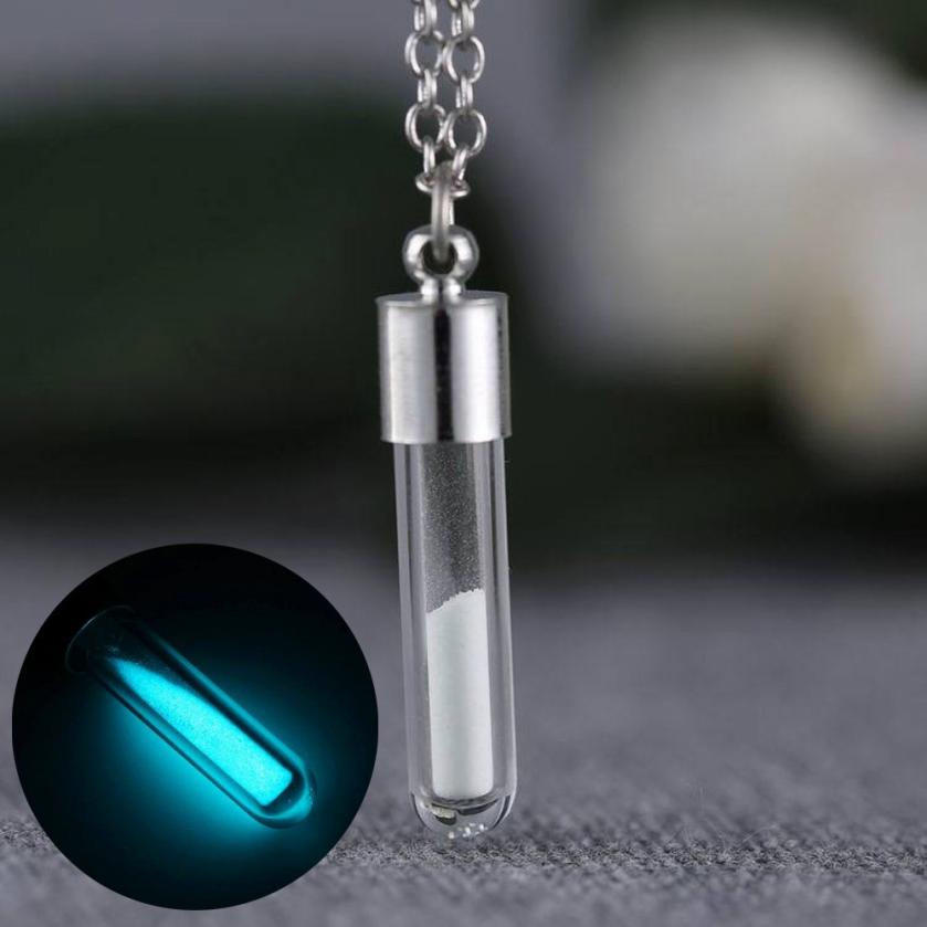 Jewelry Glow In the Dark Necklace Glass Bottle Necklace Pendant