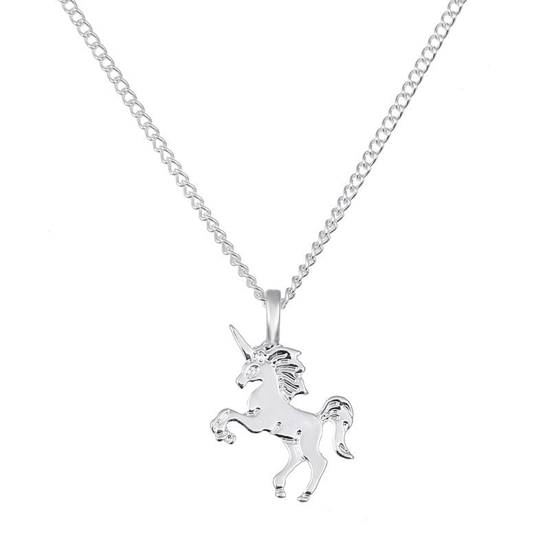 Fashion Gold&Silver Plated Unicorn Pendant Necklaces Simple Style Women Chain Necklace Christmas Birthd Gifts With Card