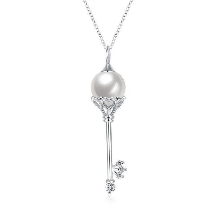 SVN053 2020 New Fashion key pendant, AAA zircon+shell pearl, in 925 Sterling Silver Jewelry,best For Girl Party or Friend Gift